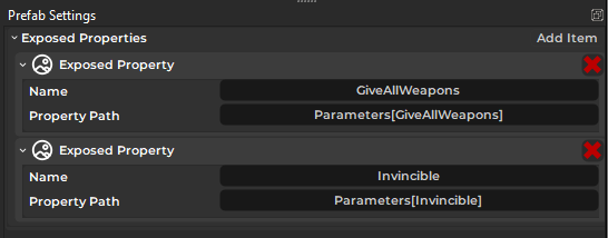 Exposed Parameter List Exposed Parameter List
