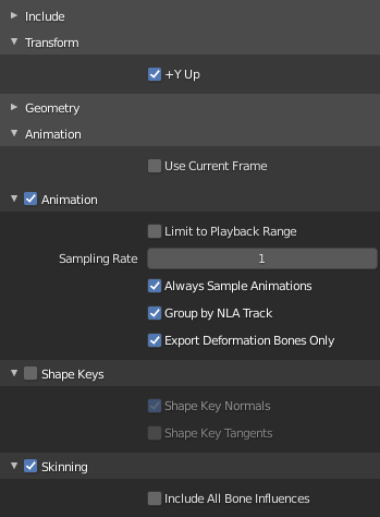 GLB export settings GLB export settings