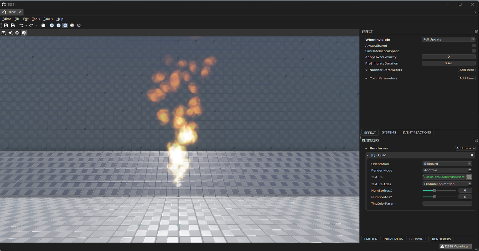 The particle editor The particle editor